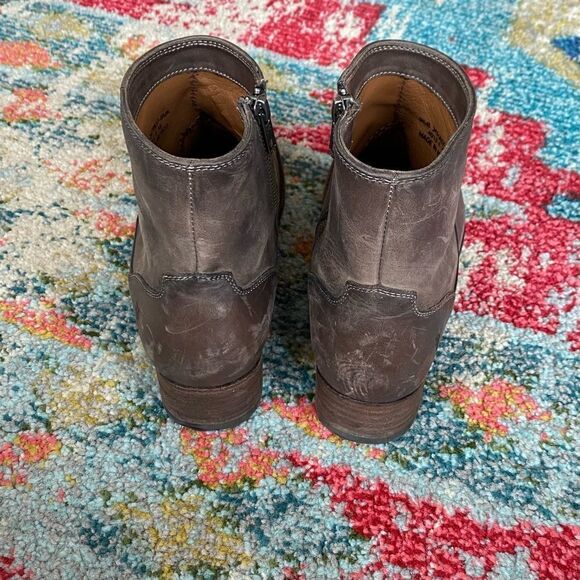 Frye Brooke Leather Short Ankle Boots Booties - Picture 6 of 8